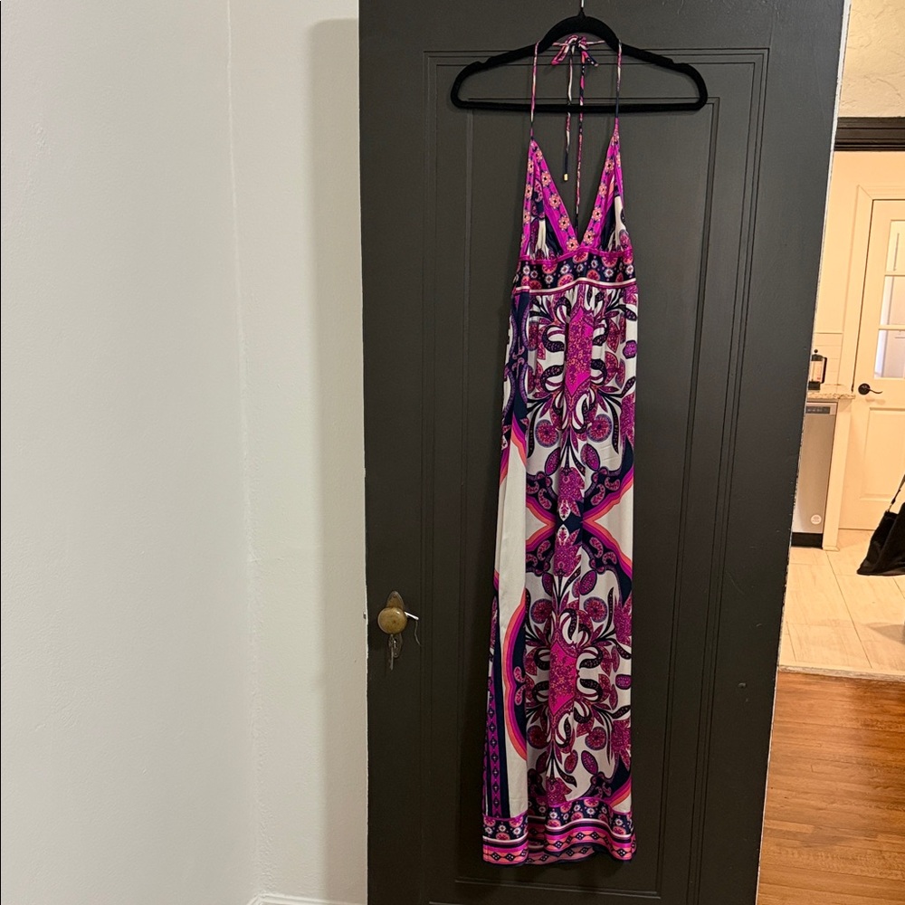 Alice & Trixie Pink and Navy Silk Patterned Dress